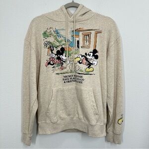 Disney Cream Mickey & Minnie "Places to Go,‎ Friends to See" Sweatshirt Hoodie S